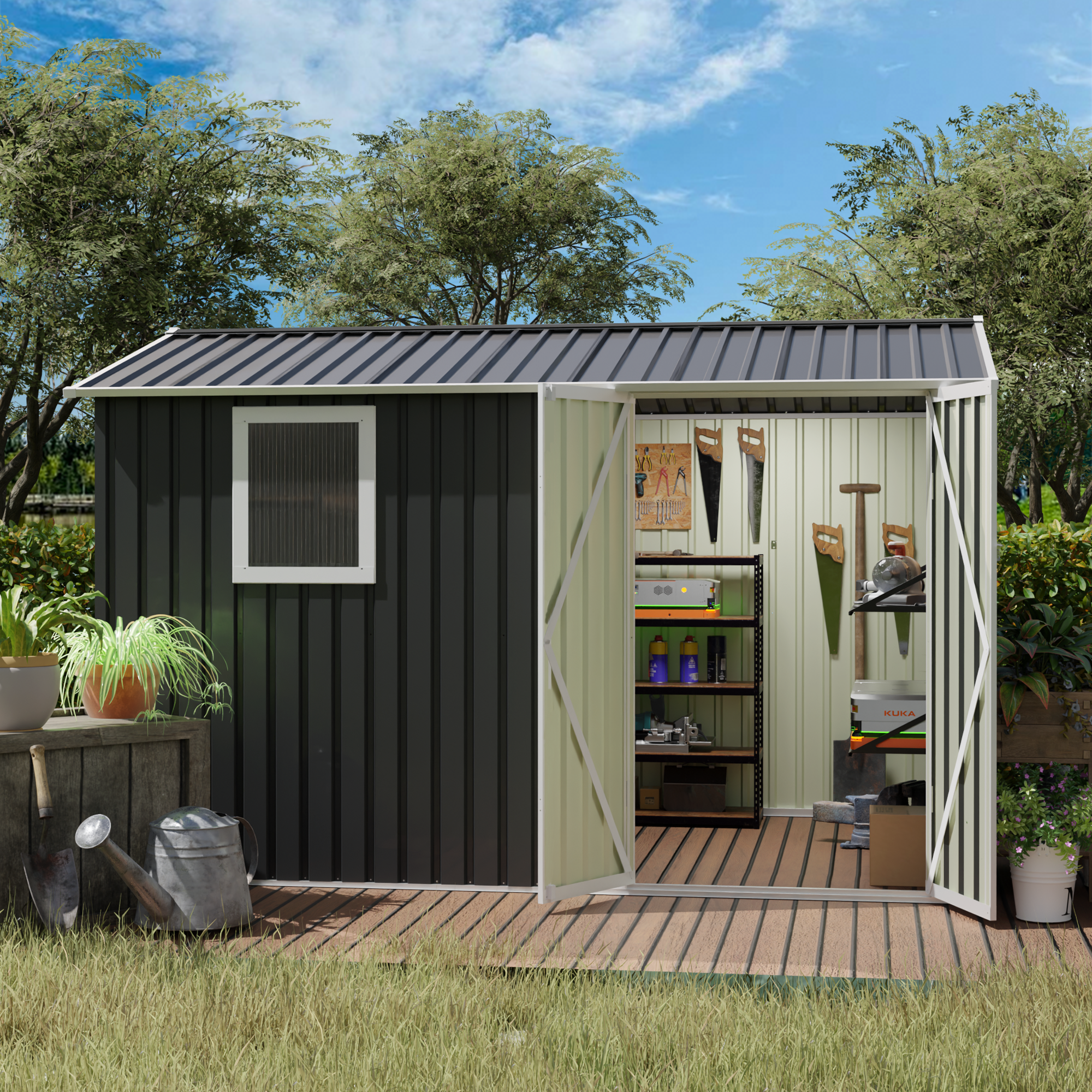9x6 FT Metal Garden Shed