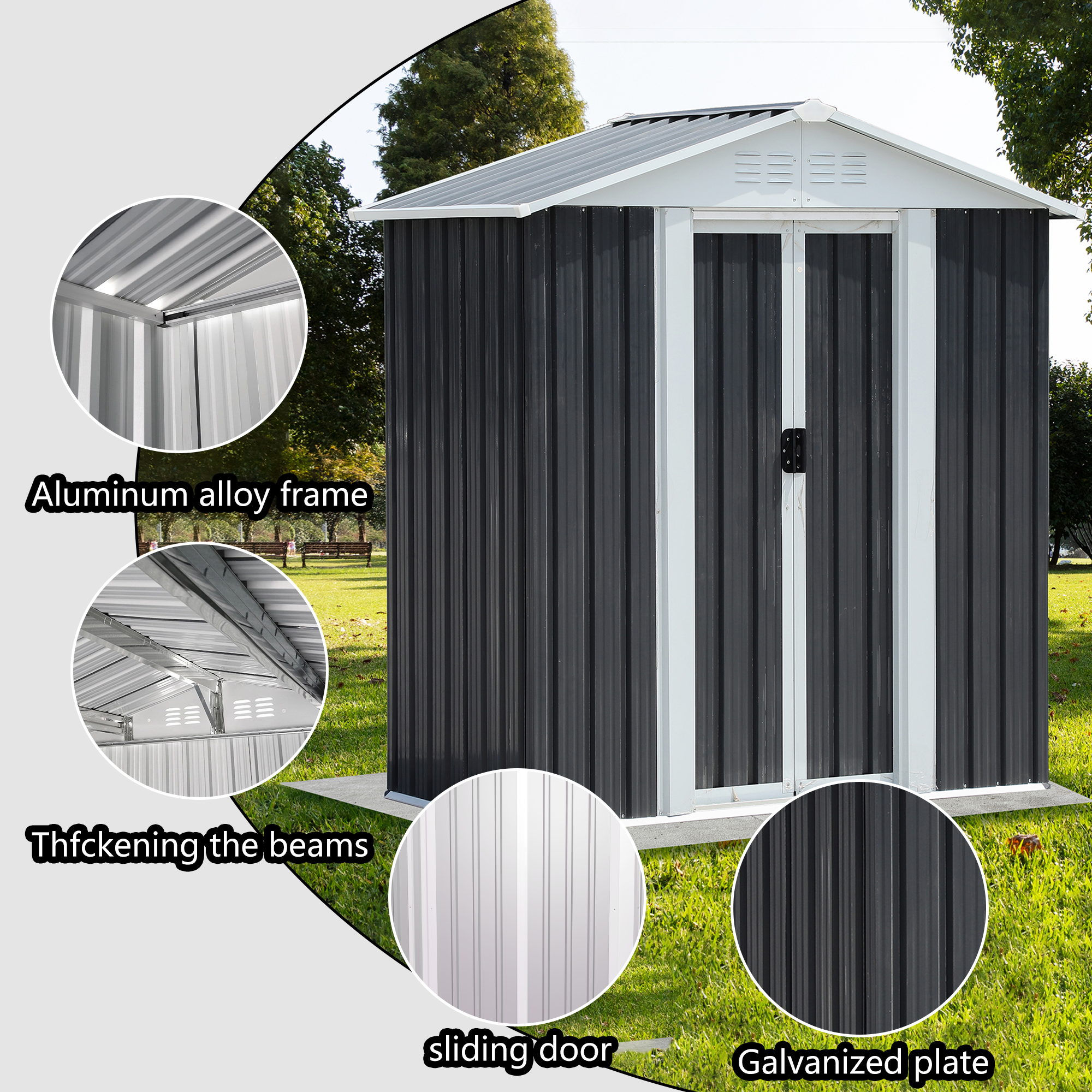 5x3 FT Sliding Door Garden Shed