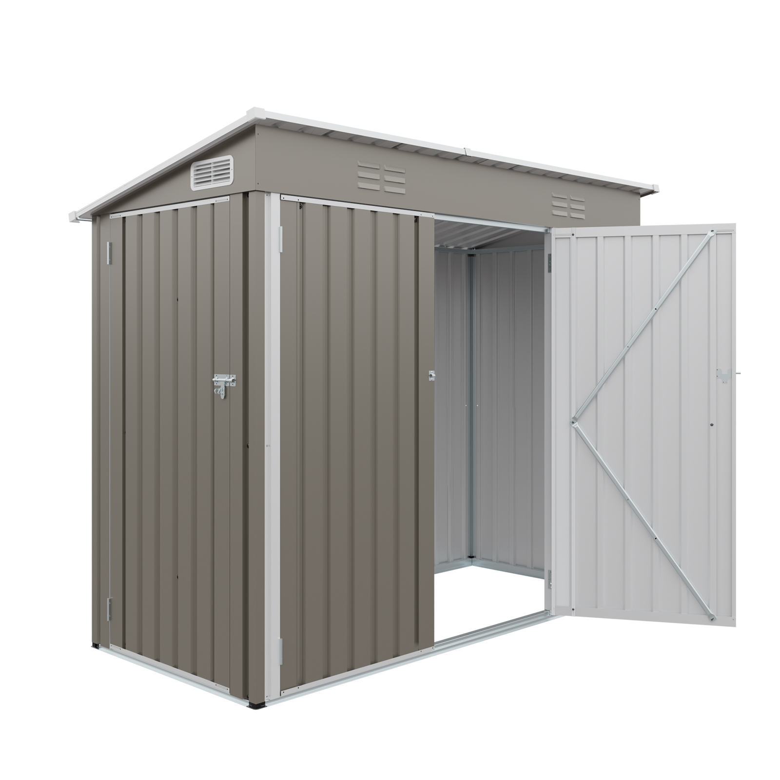 4x8 FT Galvanized Steel Outdoor Storage Shed