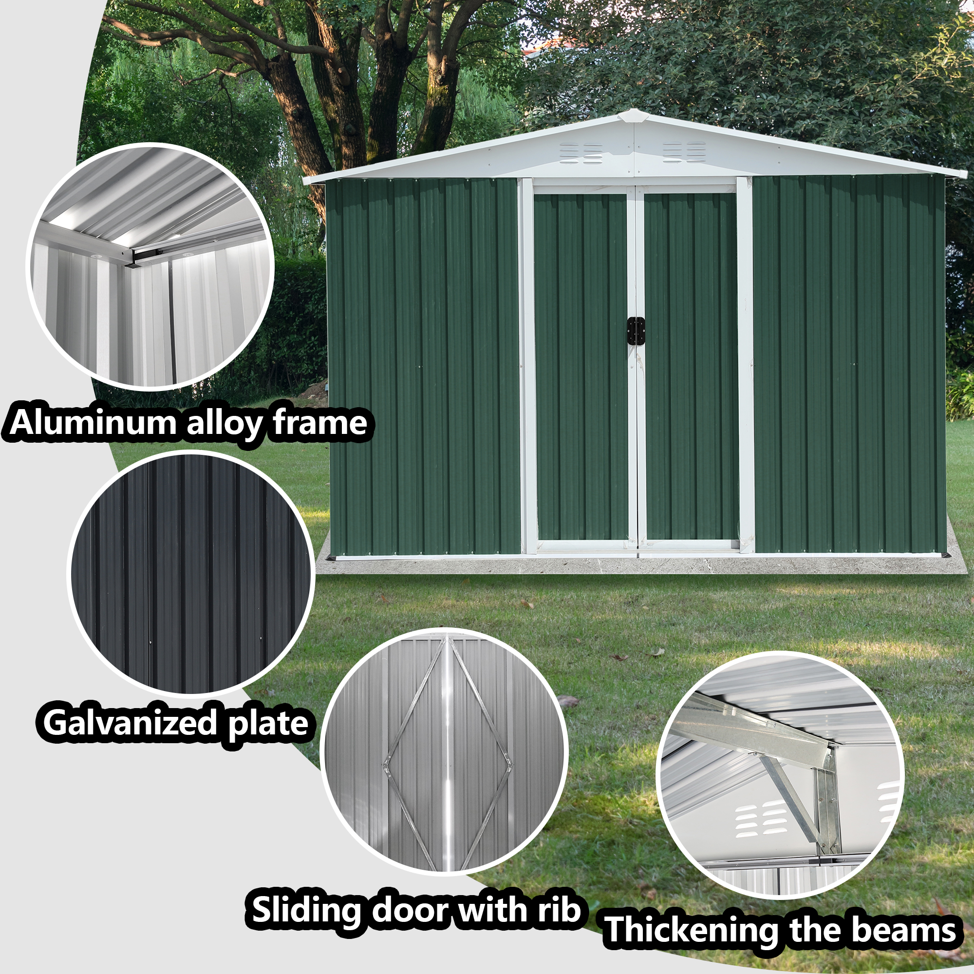 8x6 FT Outdoor Storage Garden Shed