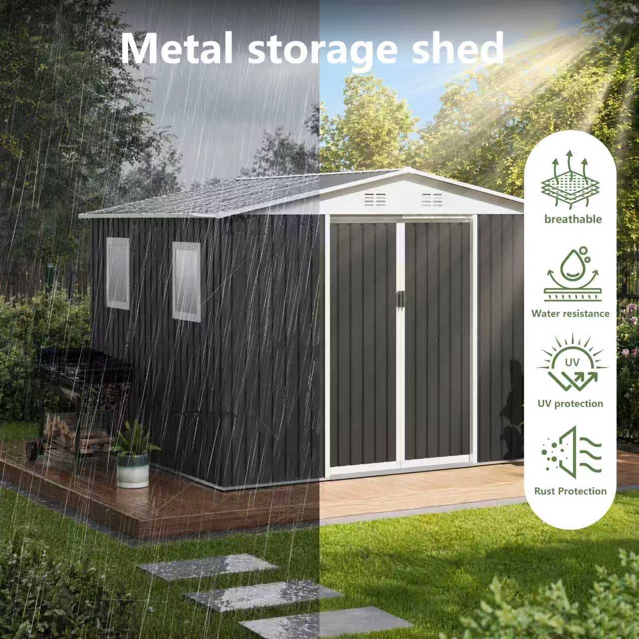 10x8 FT Metal Garden Shed