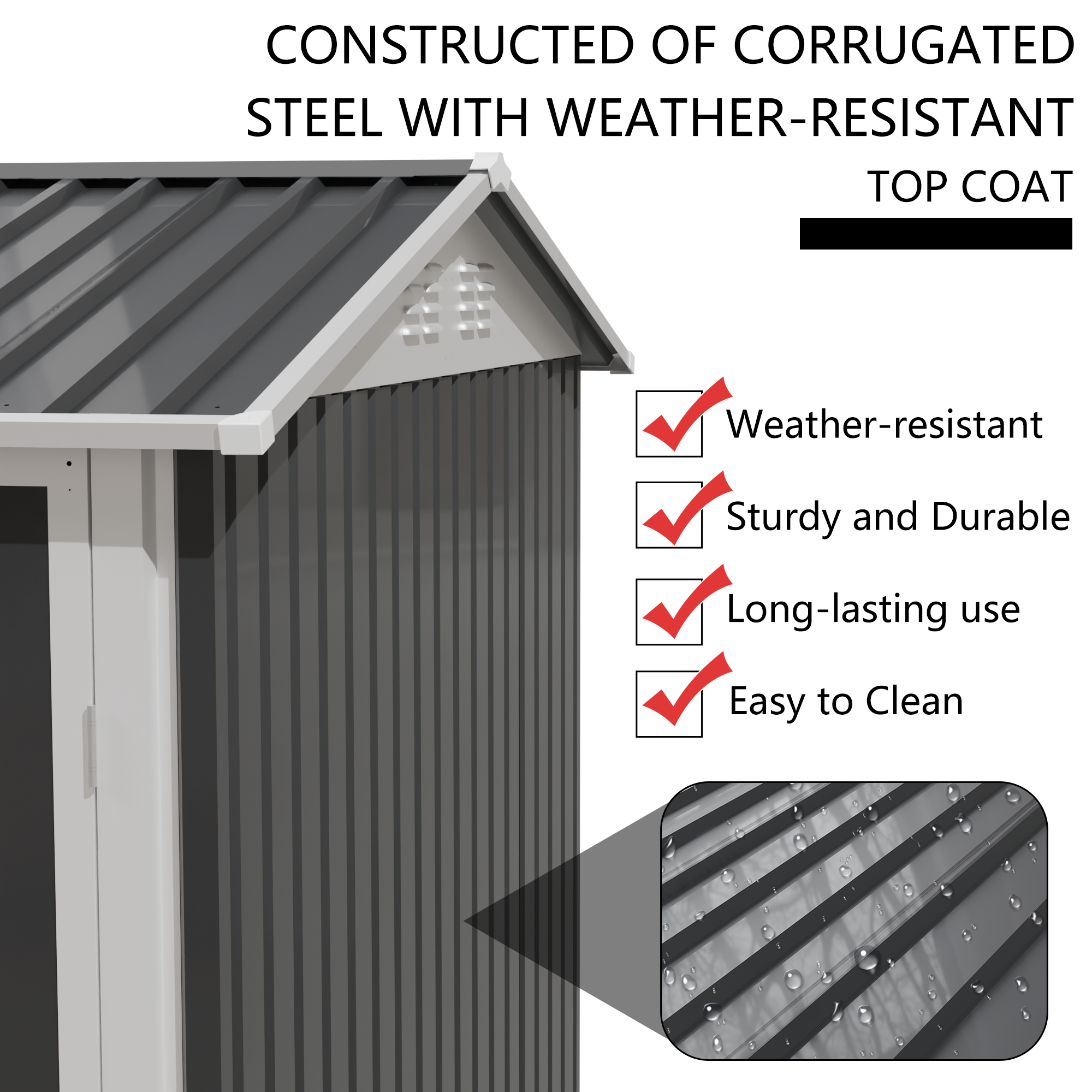9x6 FT Metal Garden Shed