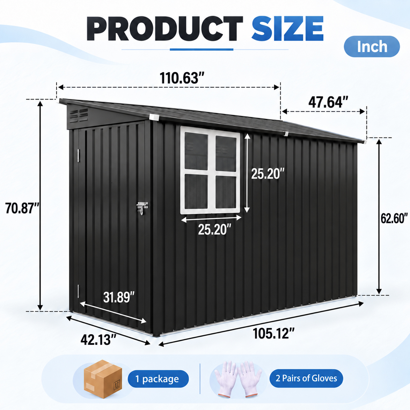 4x9 FT Outdoor Metal Storage Shed