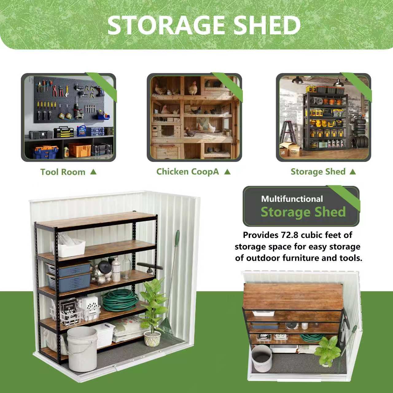 5x3 FT Metal Garden Shed