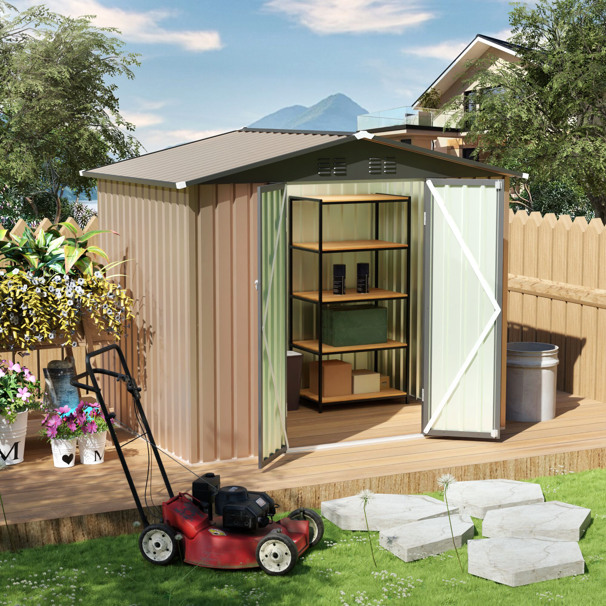 8x6 FT Metal Garden Shed
