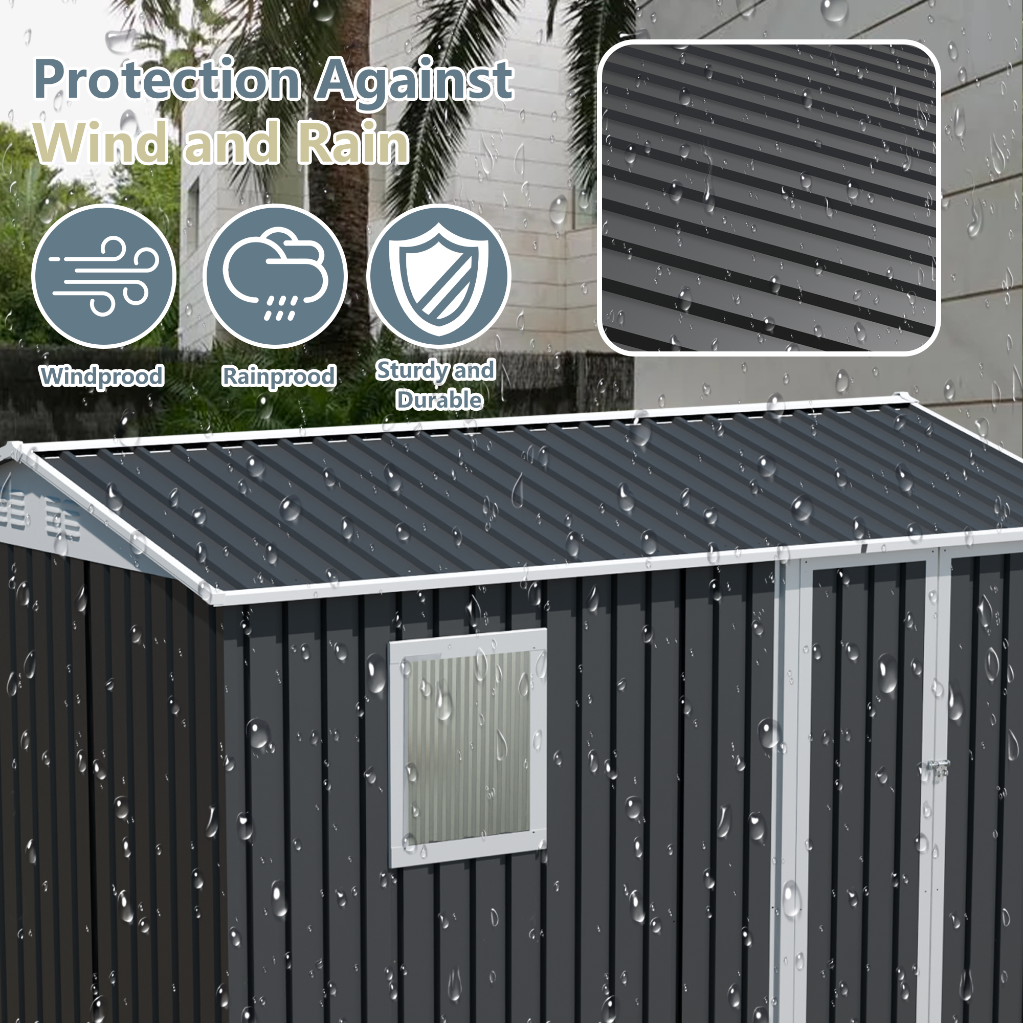 9x6 FT Metal Garden Storage Shed