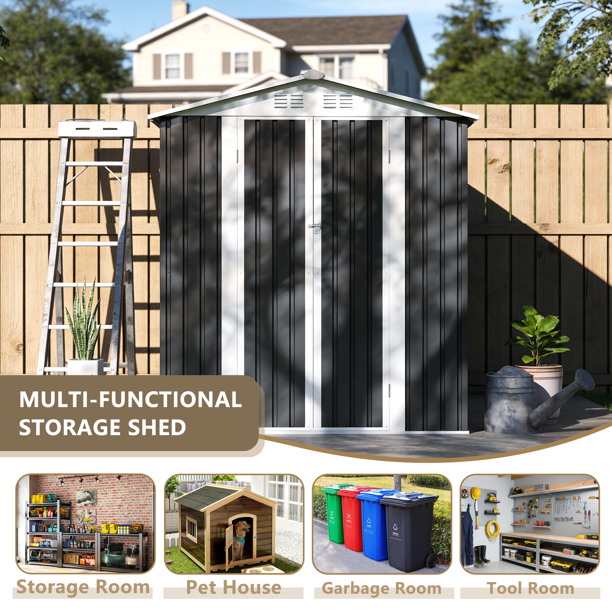 6x9 FT Metal Garden Shed