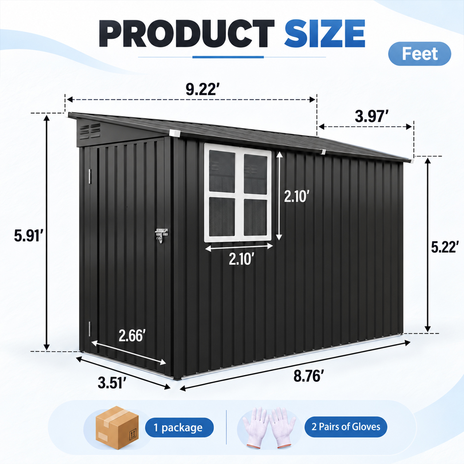 4x9 FT Outdoor Metal Storage Shed