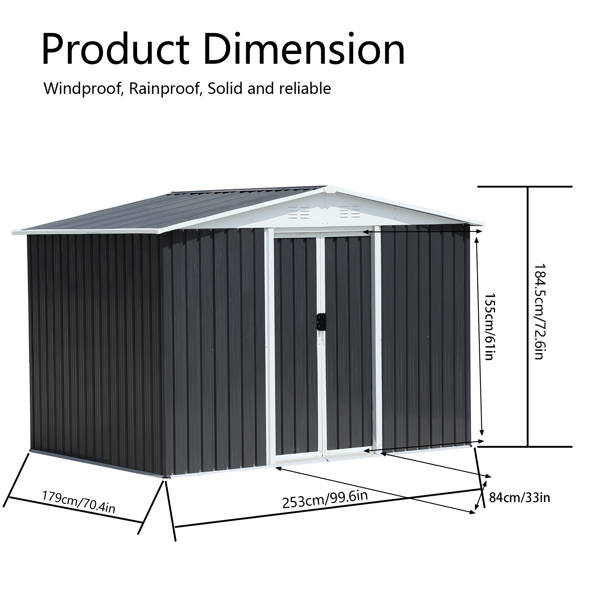 8x6 FT Aluminum Alloy Garden Shed