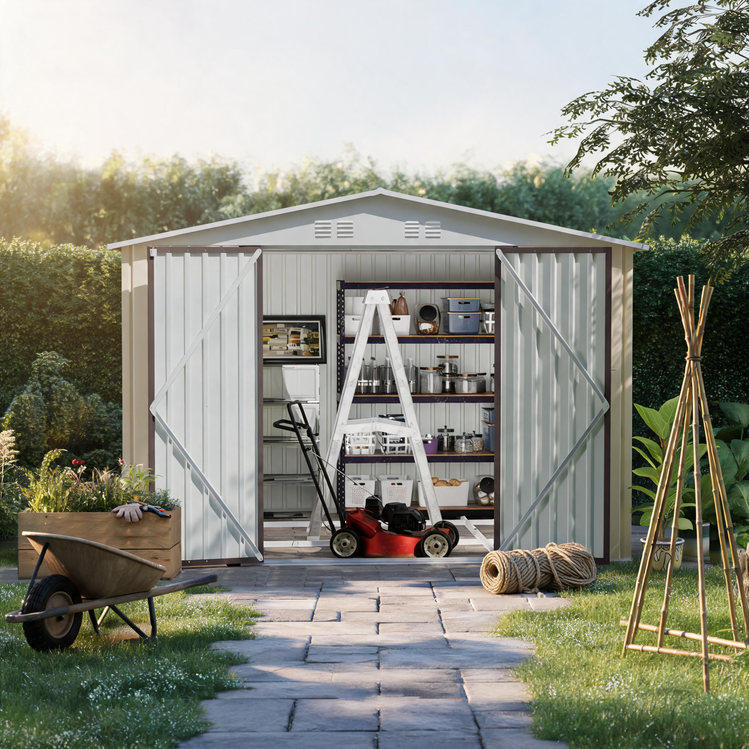 10x8 FT Metal Garden Shed with Door
