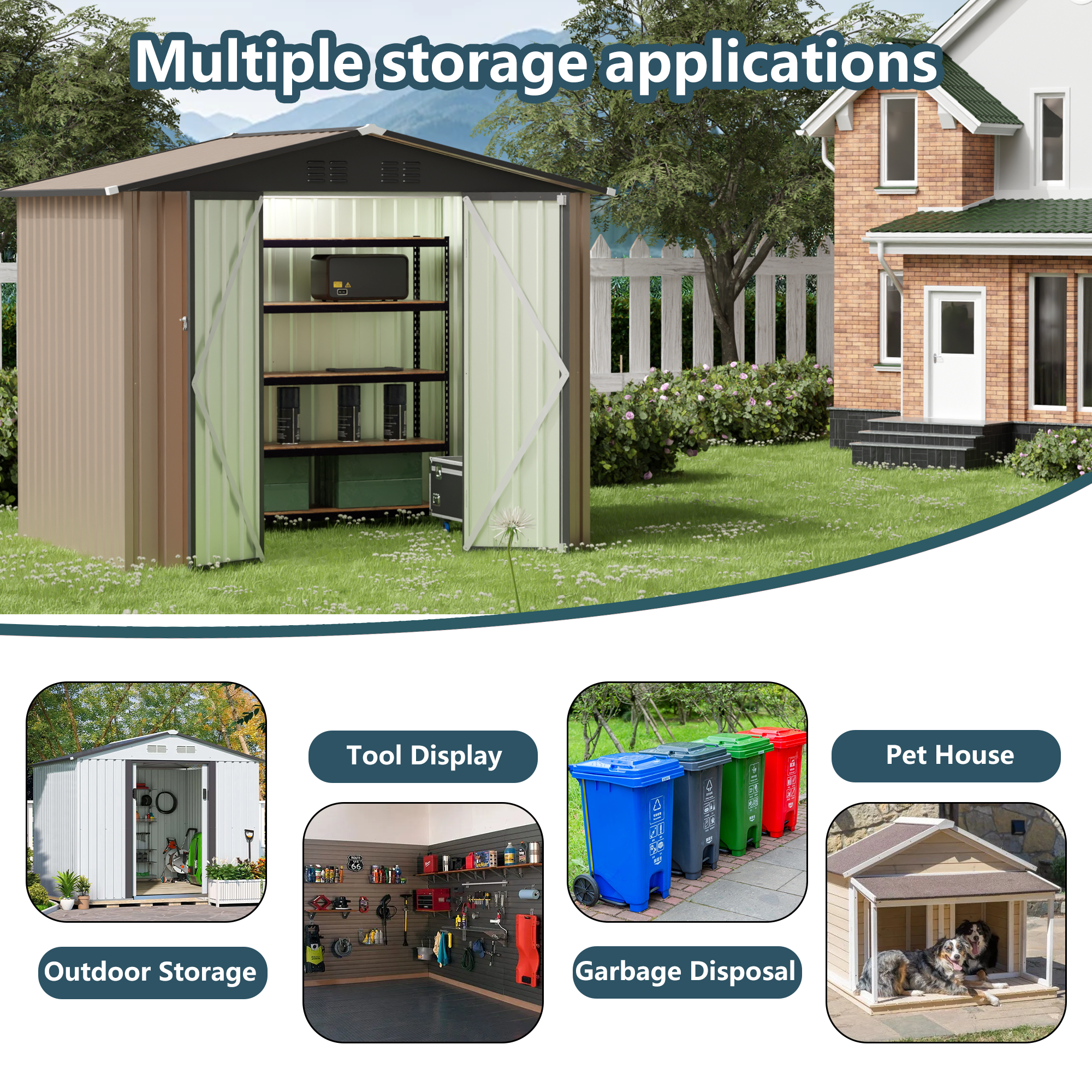 8x6 FT Metal Garden Shed